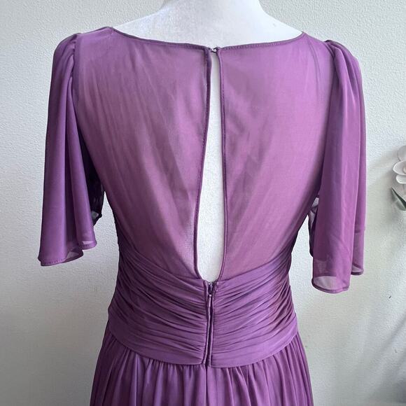 DB Studio Celebrate Elegant V-Neck Flutter Sleeve Bridesmaid Maxi Dress 6 Prom - Picture 4 of 8